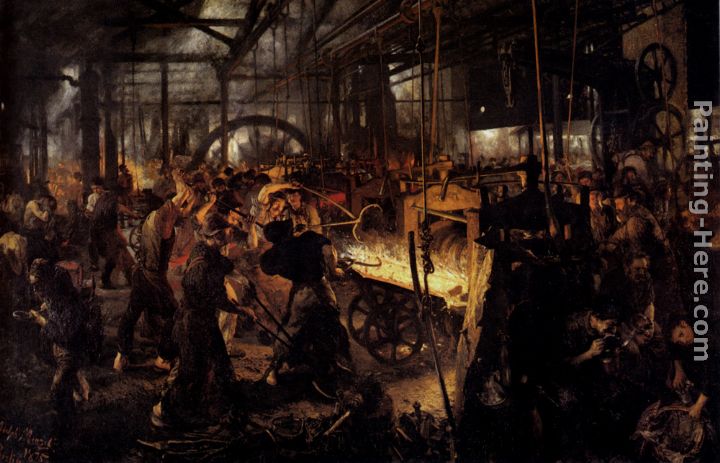The Foundry painting - Adolph von Menzel The Foundry art painting